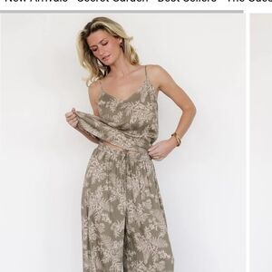 Baltic Born Olive Floral Wide-Leg Jumpsuit